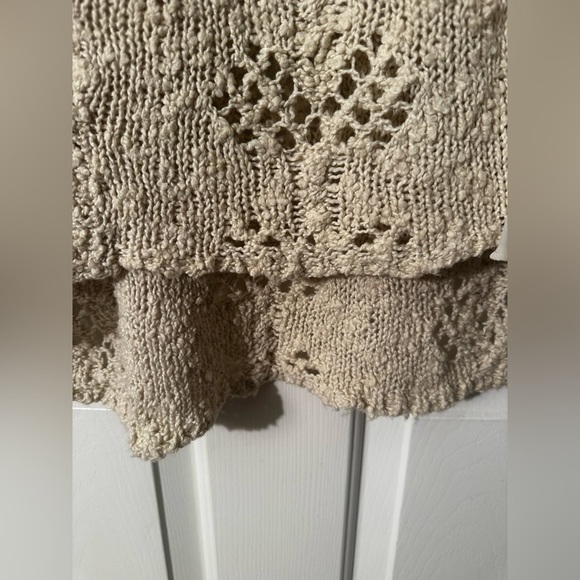 KNITTED & KNOTTED Anthropologie LG Ivory Boucle Delicate Open Knit Sweater Scoop - Picture 14 of 14